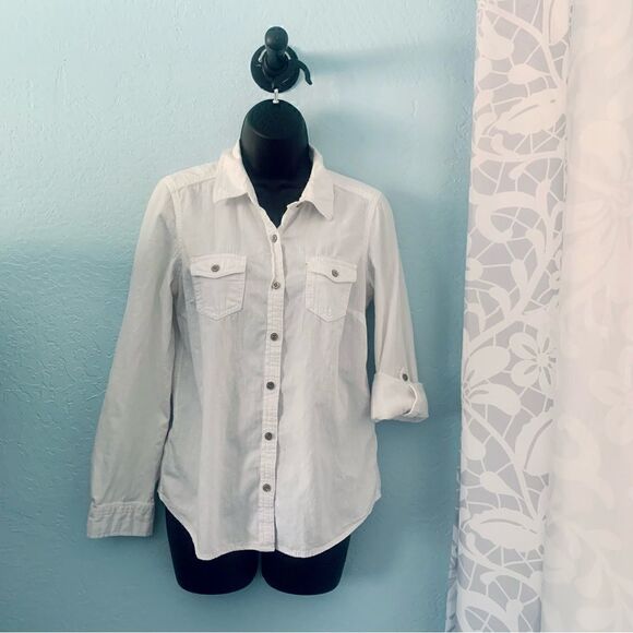Sonoma White Button Down Collared Shirt Size Small - Picture 2 of 12